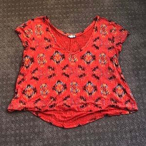 Orange tribal print crop top